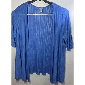 Catherines Womens Sweater Plus Size 3X XXX Open-Front Blue Lt Wt Cardigan Shrug